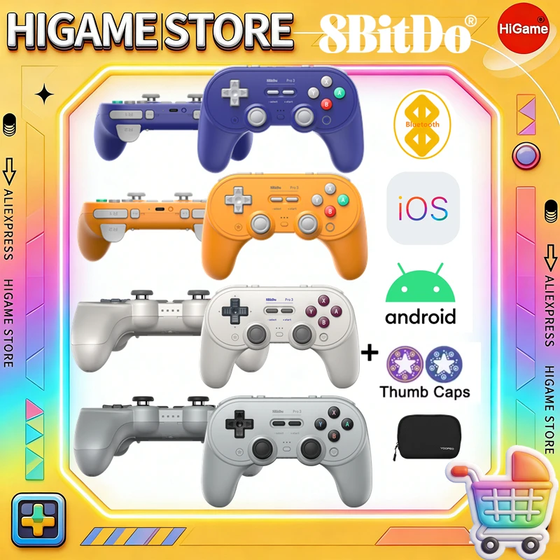 controller-bluetooth-8bitdo-arancione-con-base-di-ricarica-e-adattatore-24g-per-switch-pc-android-steamos-gamepad-per-apple-ios