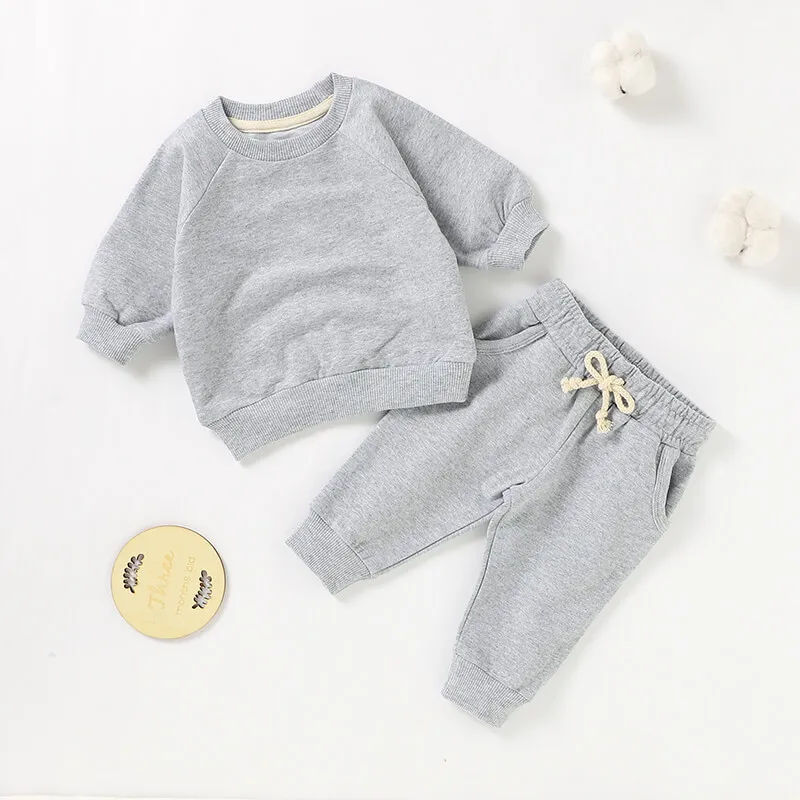 2026 Children's Basic Sweatshirt Cotton Children's Suit Baby Sweatshirt Trousers Suit Baby Pullover Children's Sweatshirt  1-4Y