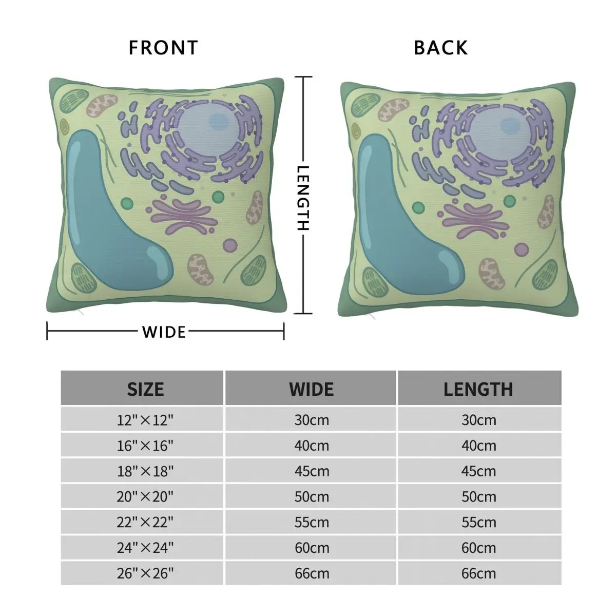 Plant Cell Biology Square Pillowcase Polyester Linen Velvet Creative Zip Decorative Pillow Case Home Cushion Cover