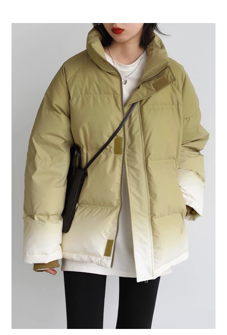 CHIC VEN Women's Down Coat Reflective Gradient Thickened Women Bread Coats 90 White Duck Down Jacket Warm Overcoat Winter 2024