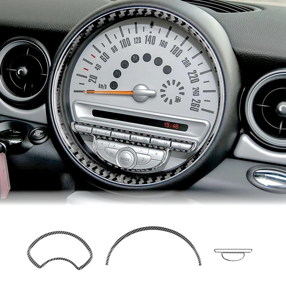 

AB16-наклейка на рамку спидометра + отделка воздуховыпускного отверстия для Mini Cooper Hardtop R56 Clubman R55 Convertible R57, наклейки из углеродного волокна