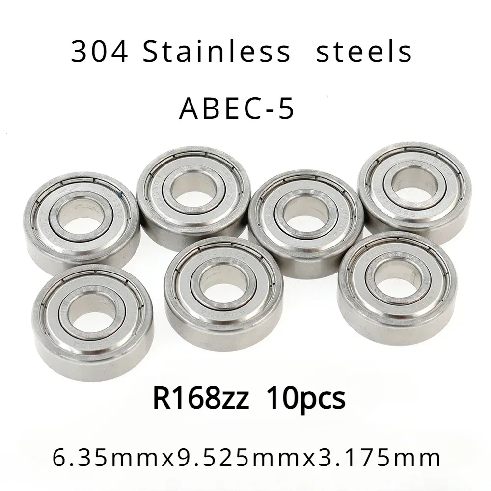 

High Performance 304 Stainless Steel ABEC-5 Non-standard Inch Bearing R168zz 6.35mmx9.525mmx3.175mm of 10pcs