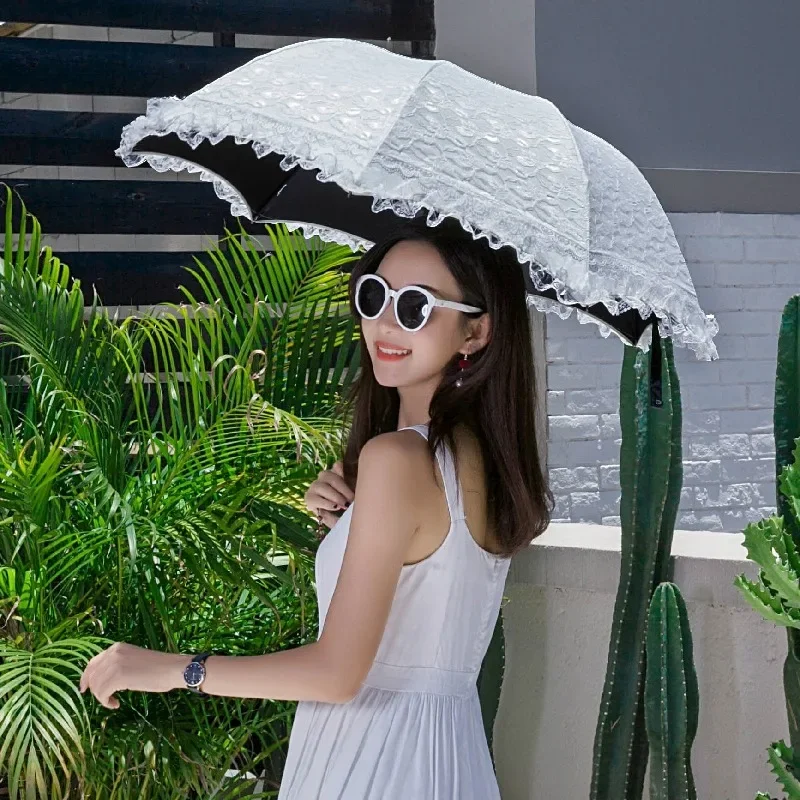 Lace Umbrella Rain Women Vintage Sunshade Sun UV Parasol Portable Travel Female Princess Wedding Paraguas Travel photography 파라솔