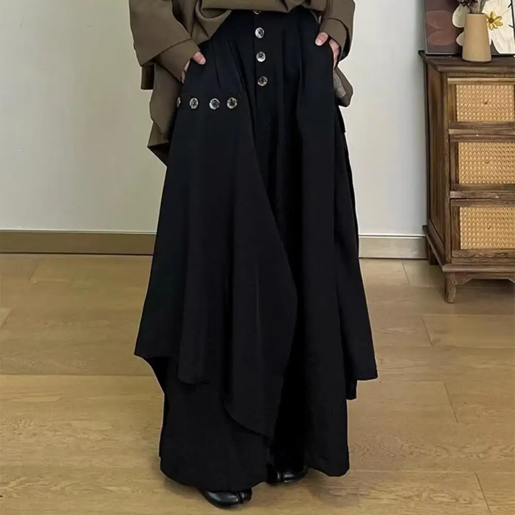 

Men Trousers Japanese Style Men's Irregular Culottes with Zipper Button Placket Catwalk Show Costume for Vacation Daily Wear