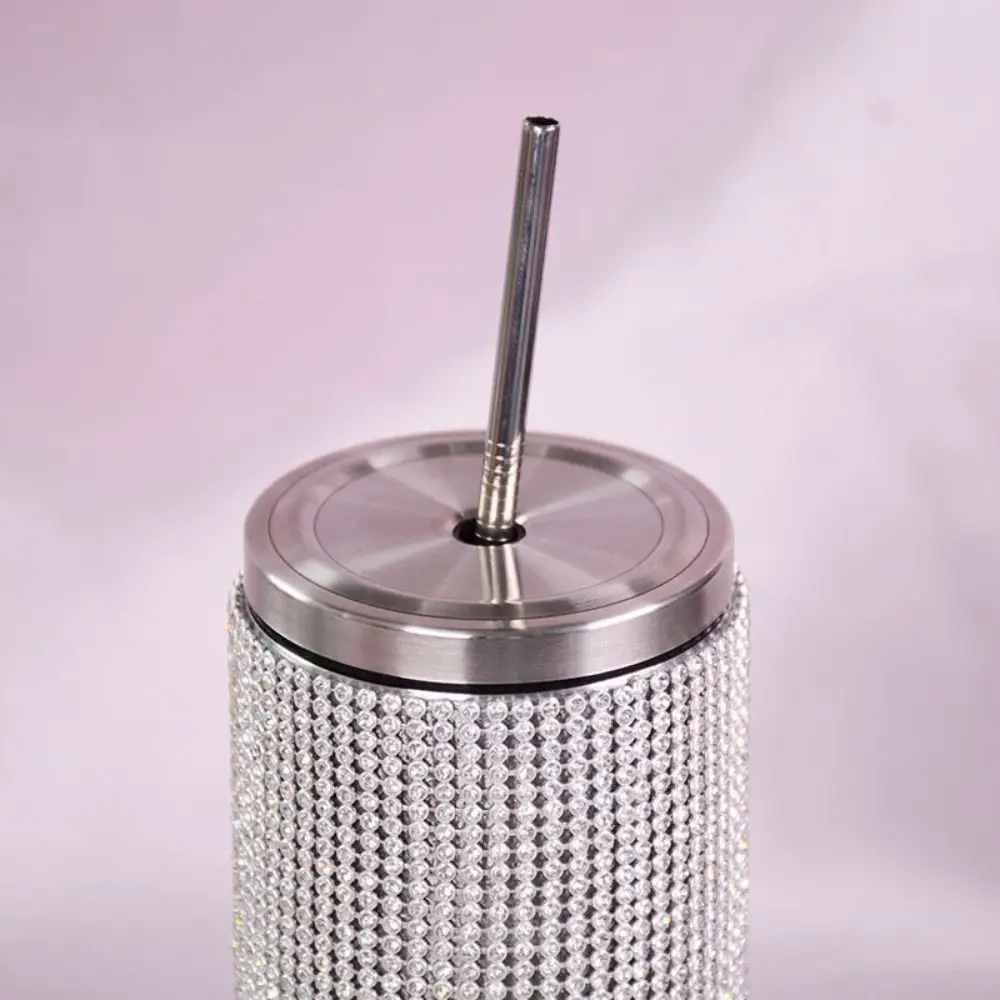 600ml Rhinestone Thermos Bottles Leopard Print Bling Glitter Coffee Travel Mug Shining Leak-Proof Vacuum Flasks