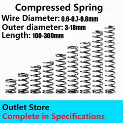 65MN Compression spring wire diameter 0.6/0.7/0.8mm Rotor pressure spring long spring, length 100-300mm