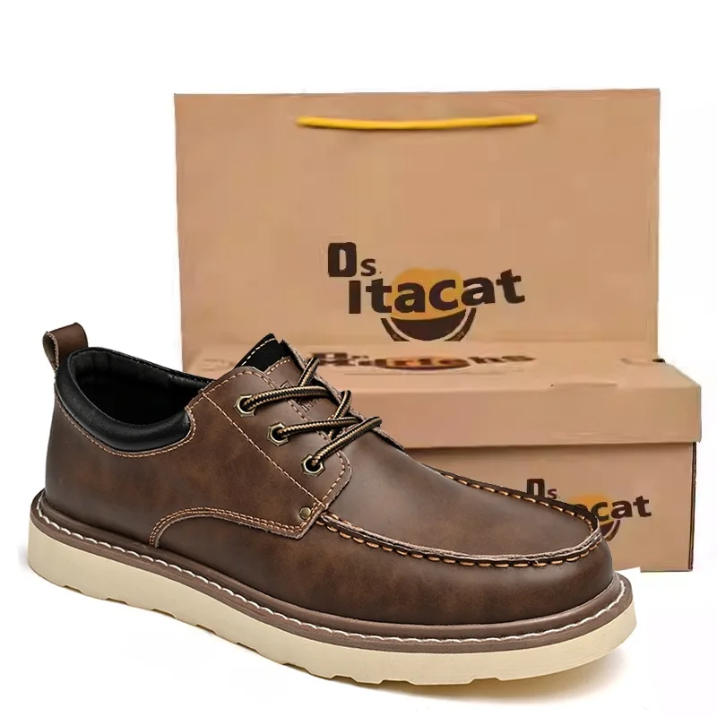 

Новые мужские кожаные рабочие ботинки Osita, оригинальные ботинки с большой головкой, низкие ботинки в стиле ретро, повседневные, удобные, дышащие