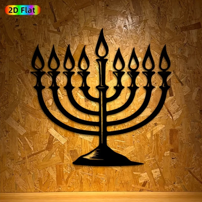 CIFBUY Wrought Iron 7-Light Candle Holder Wall Art Vintage Rustic Metal Decor for Home Garden Fence 8x12 Inch