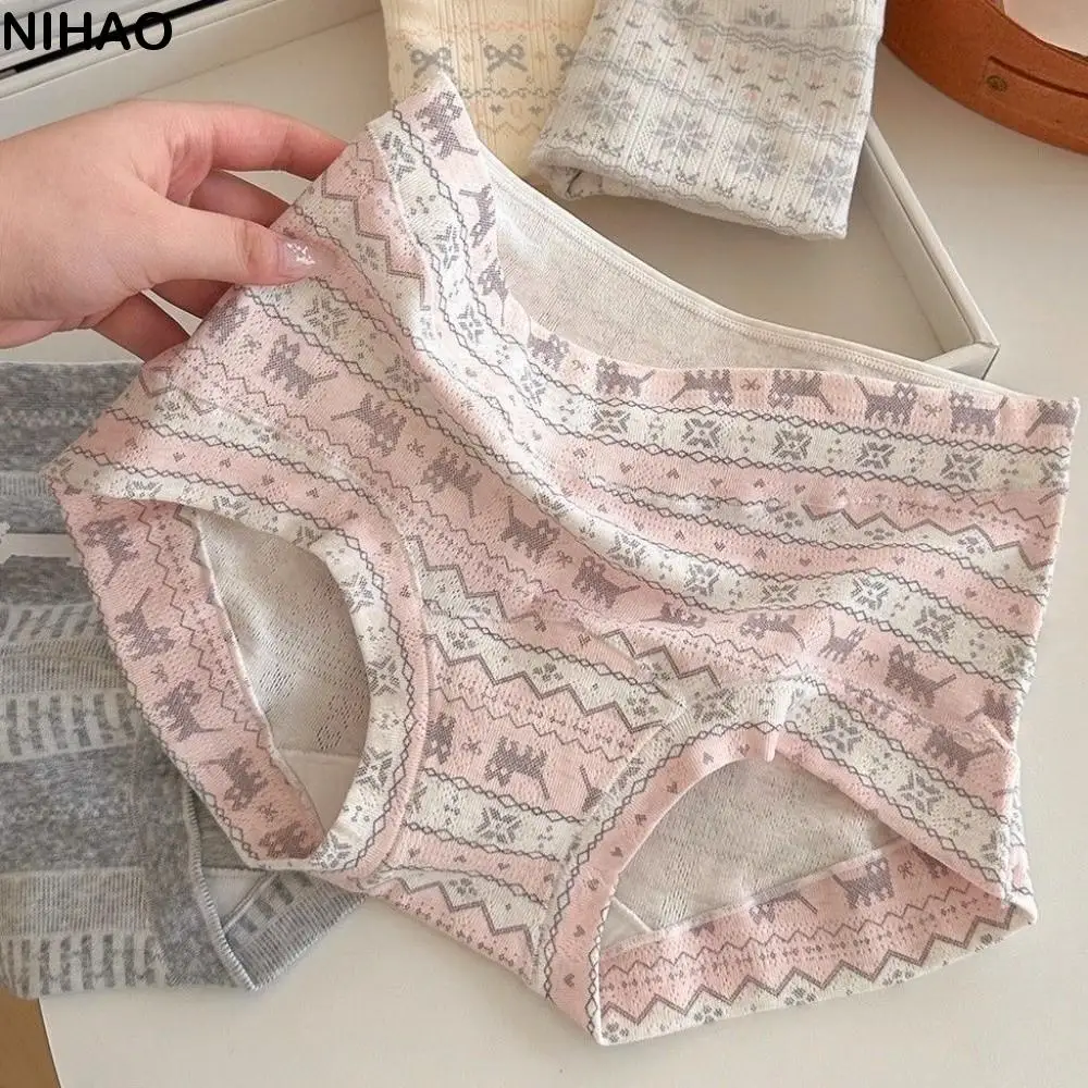 

Intimates Ladies Cotton Panties Cotton Crotch Cartoon Puppy Cat Seamless Underwear Flower Snowflake Pattern Comfortable
