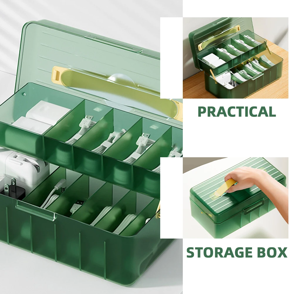 Desk Cable Management Box with Lid Slim Cord Organizer Storage Electronics Organizer Case for Office Home Travel