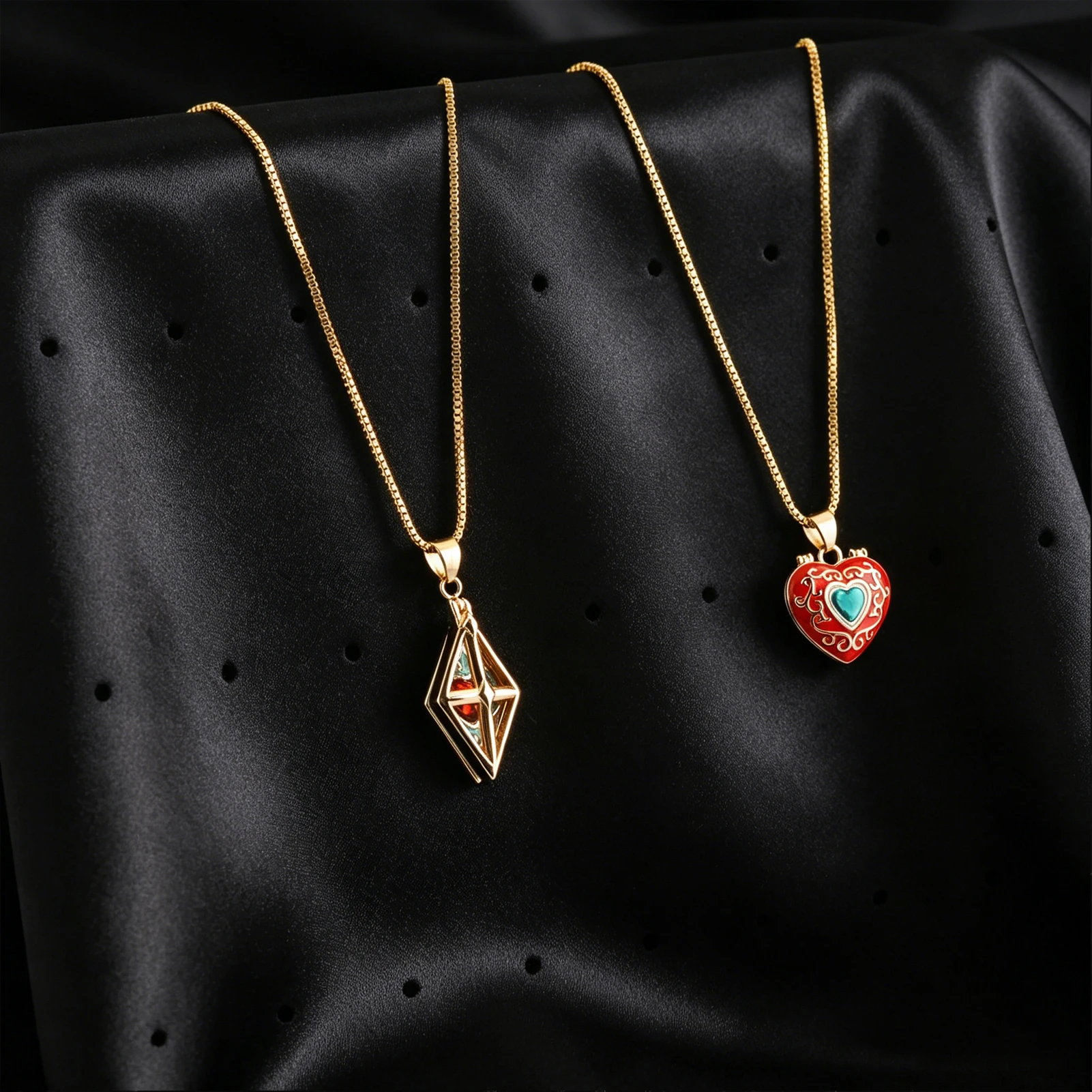 Anime Sugar Sugar Rune Necklace Open Heart Diamond Shaped Chocolat Pierre Vanilla Couple Pendants Cosplay Party Accessory Gift