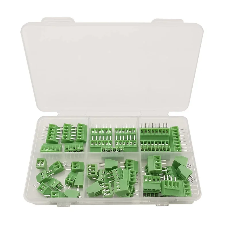 45Pcs/Box Green KF128 2.54MM PCB Screw Terminal Block Connector Kit 2Pin 3Pin 4Pin 5Pin 6Pin 7Pin 8Pin