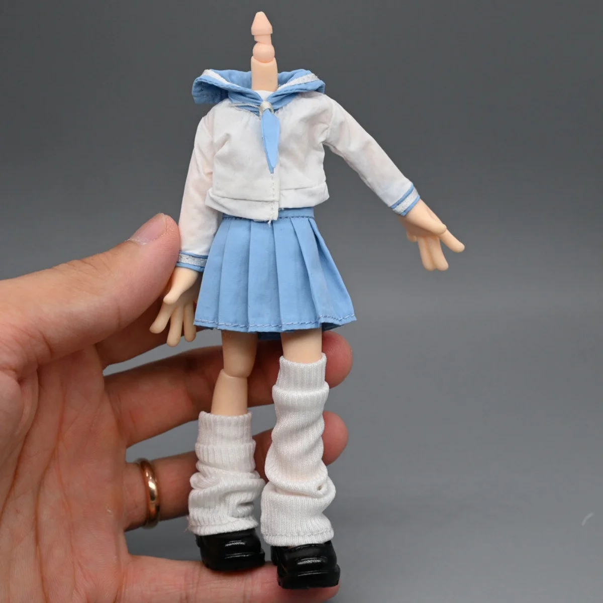 【Clothing Only】1/12 Sweet Sailor Suit Top JK Pleated Skirt School Uniform Set For 6inchs Romankey bjd Action Figures Body