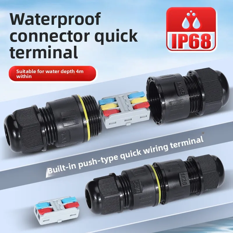 Waterproof 2 In 2 Out Quick Cable Connector, Rainproof Underground Electrical Wire Splice Junction Box, Wiring Terminal Block
