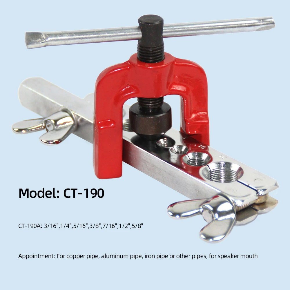 

Развертка для медных труб CT-190A Ручной расширитель трубок Инструмент для развертывания отверстий с защитой от деформации Инструмент для развальцовки Расширитель и крепление