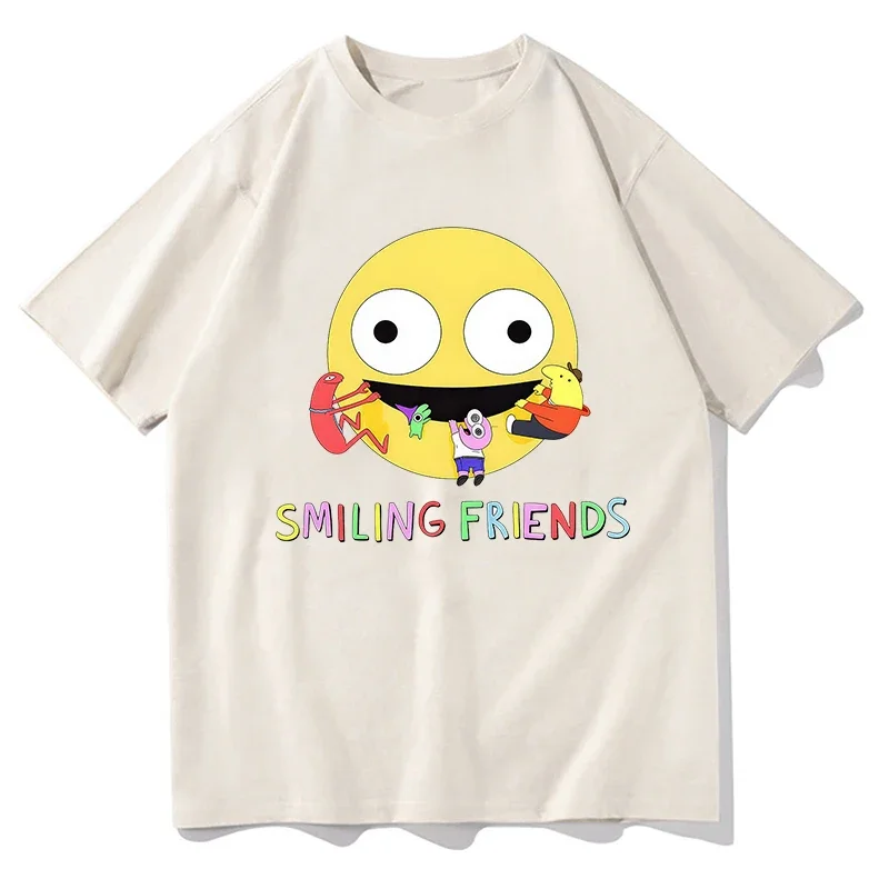 Camisetas con estampado de dibujos animados de amigos sonrientes, camiseta para hombre de verano y primavera, camisetas con estampado gráfico, camisetas suaves de alta calidad