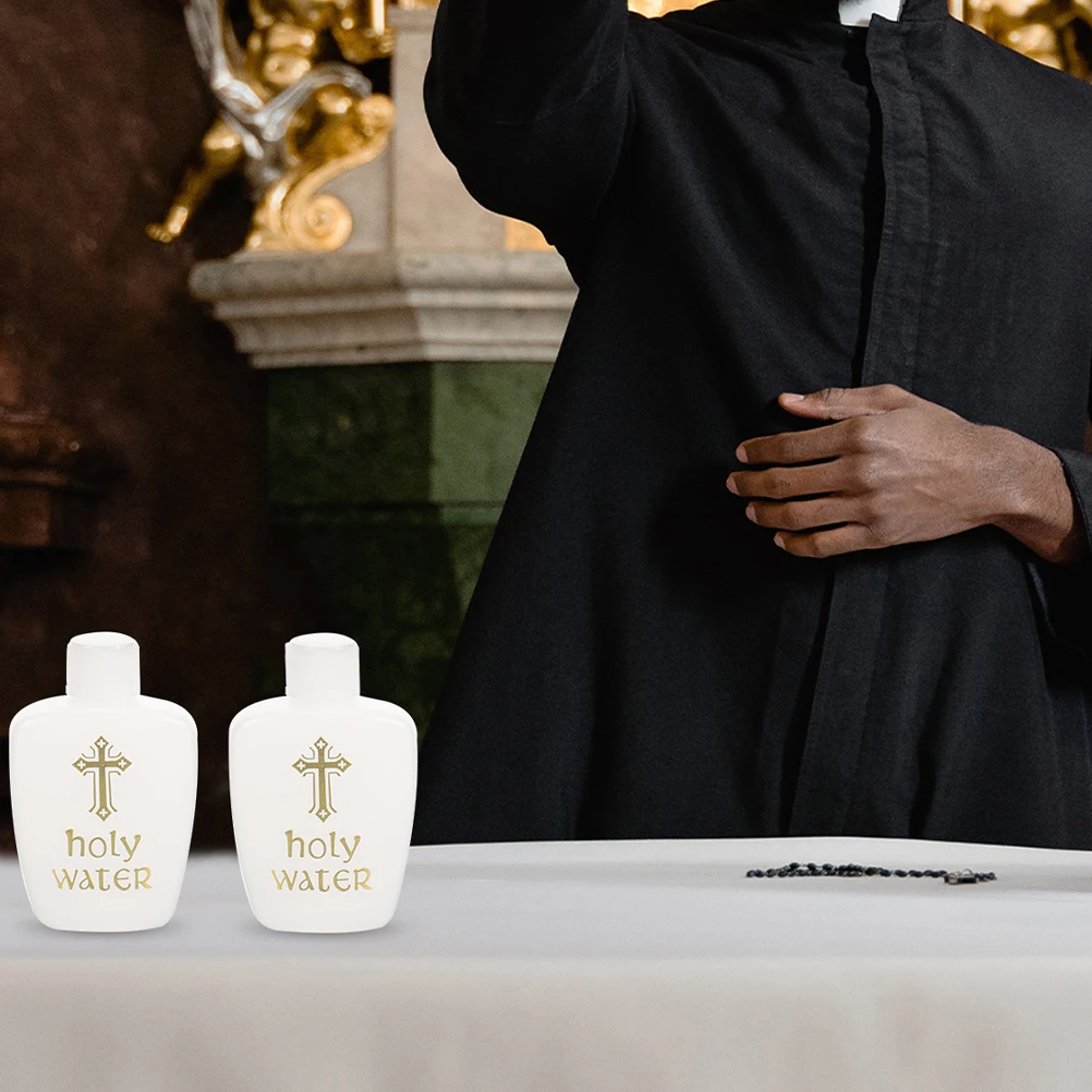 

2pcs Holy Water Bottles 60Ml Religious Container For Prayer Oil Vials Mini Plastic Perfume Bottle Empty Sample