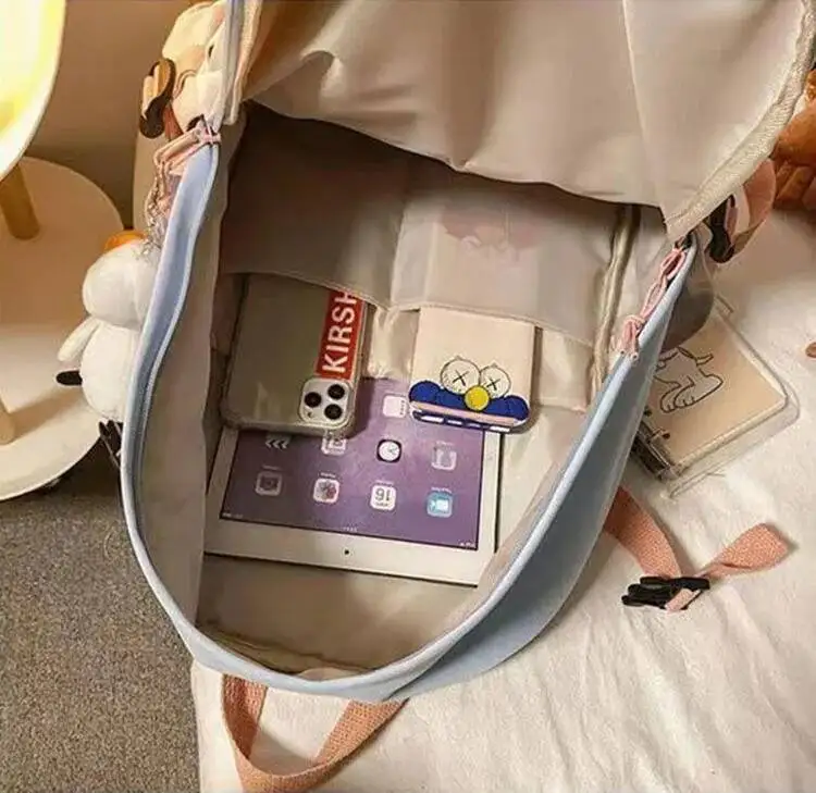 Juego de Anime negro Rosa enlace Click estudiantes adolescentes Mochilas escolares Mochilas de gran capacidad para lindo Kawaii