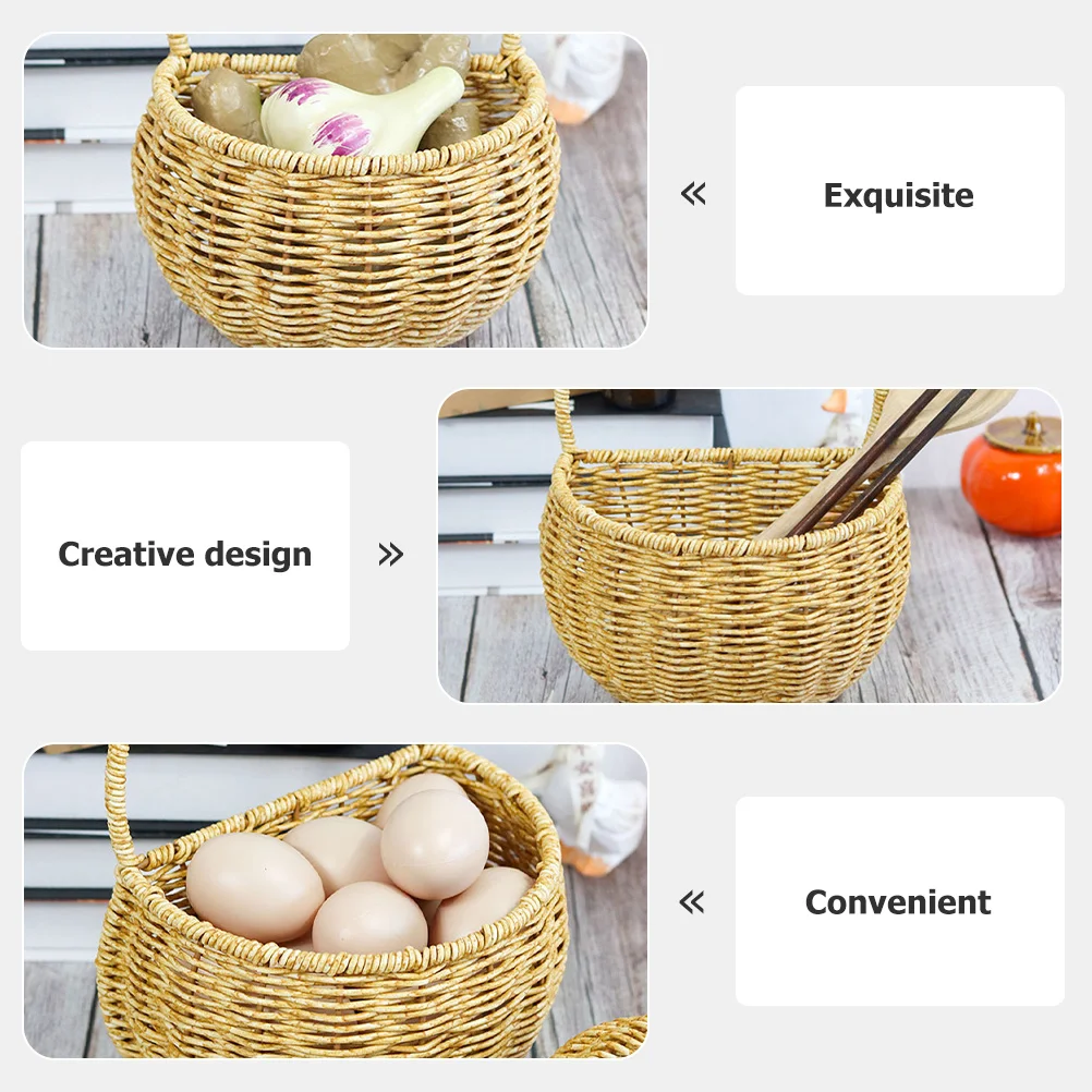 

Wall Hanging Fruit Basket Woven Rope Kitchen Storage For Vegetables Bananas Onions Tomatoes Potatoes Wall Mount Vegetable
