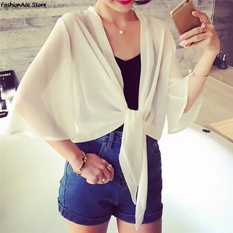 

Women Summer Casual Chiffon Shawl Sun Protection Cardigan Bikini Cover Beachwear