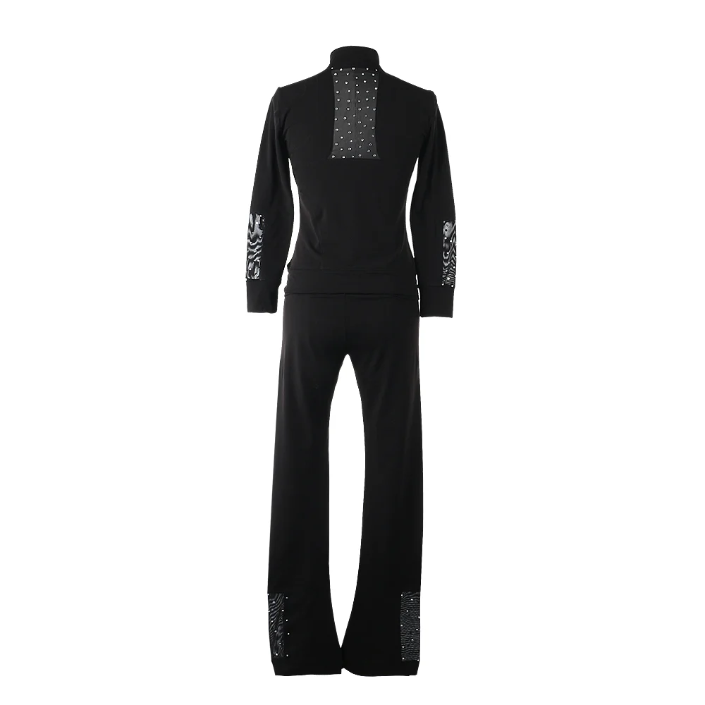 ZAGITOVA-traje de práctica de patinaje artístico para niñas y mujeres, chaqueta de patinaje sobre hielo, Tops, pantalones de terciopelo grueso negro, malla de diamante