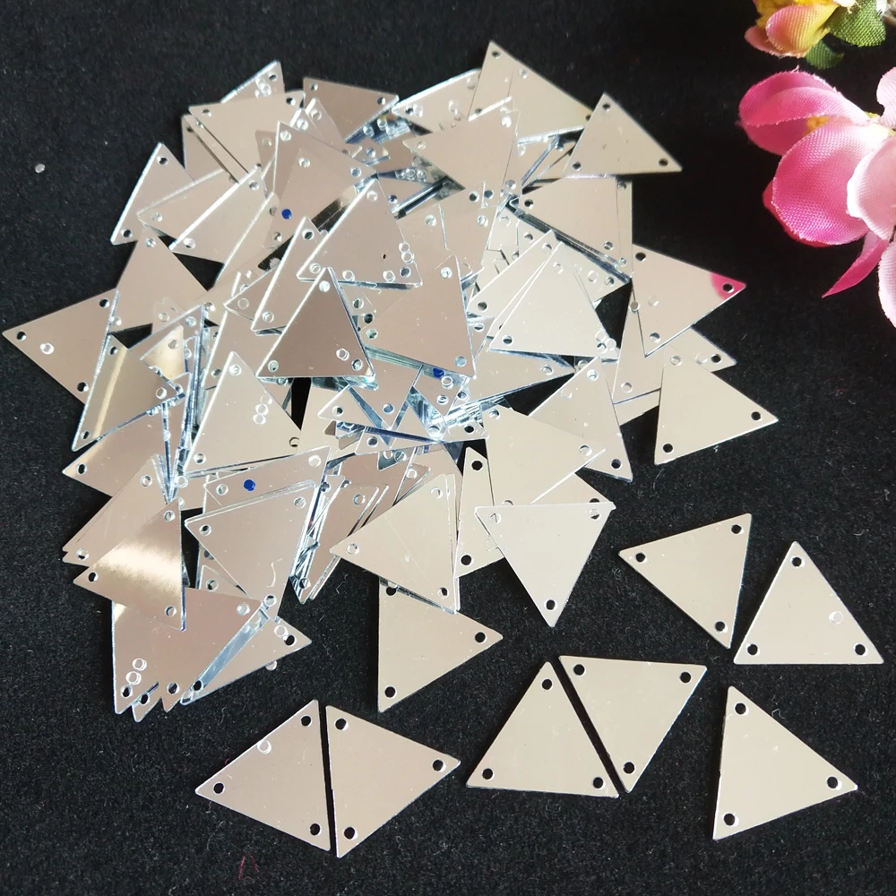 15mm 3 Holes Silver Triangle Sequins For Crafts Flat Large Sequin Garment / Handbag Accessories DIY Flakes