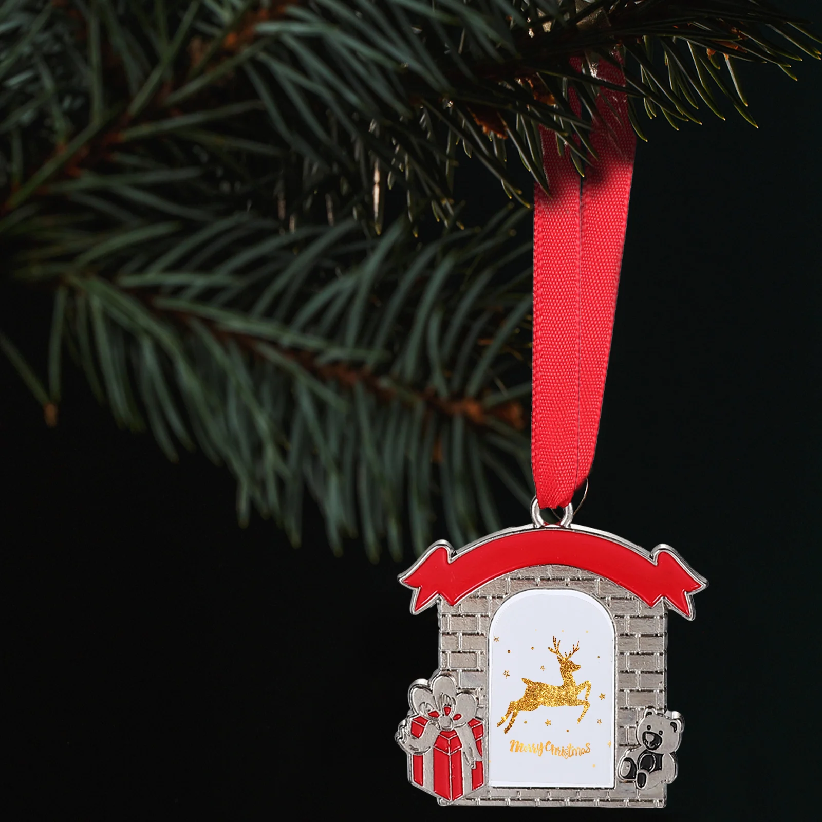 

2Pcs Zinc Alloy Christmas Pendant Ornaments DIY Sublimation Blank Hanging Xmas Tree Decor Heat Transfer Xmas Party Hanging
