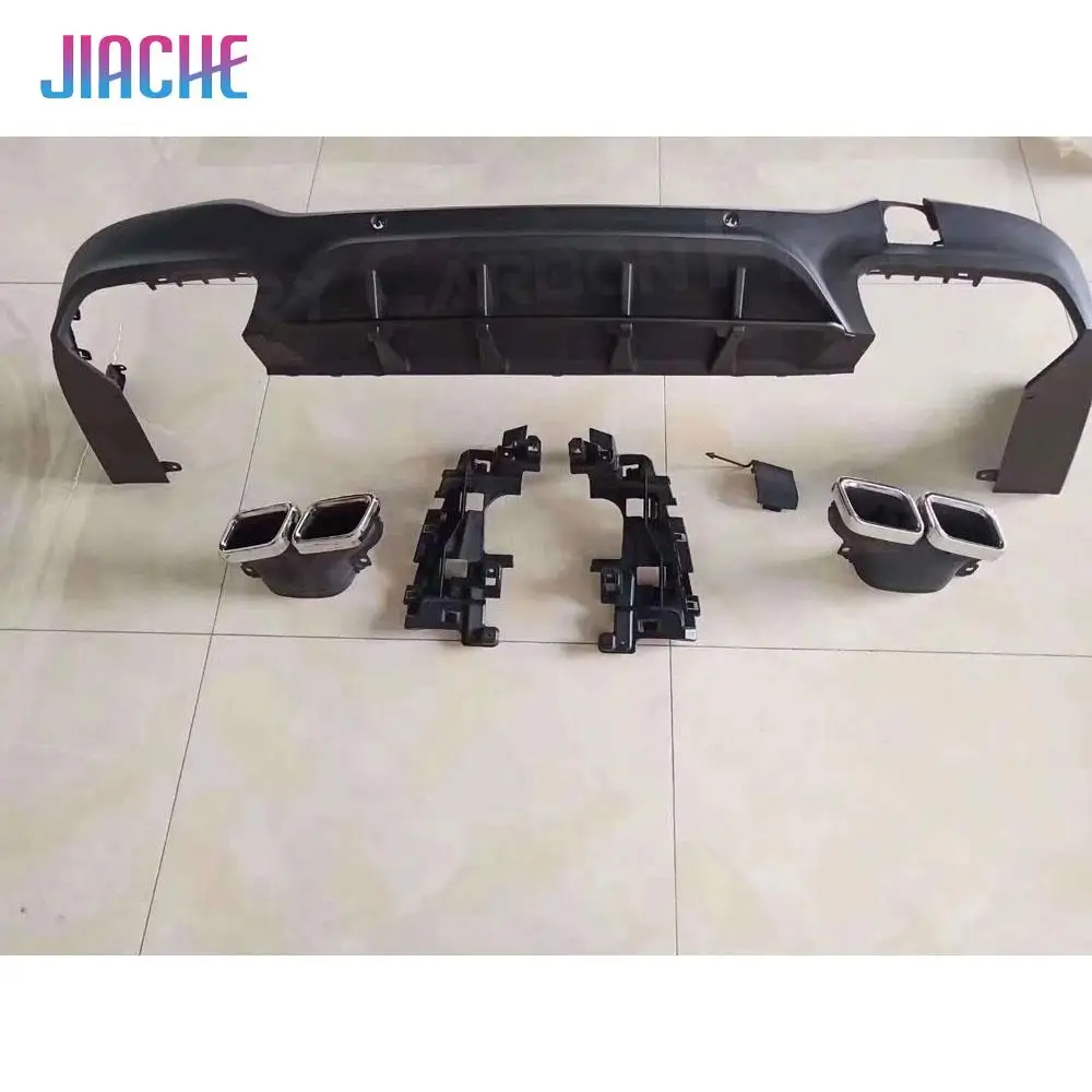 PP Rear Diffuser with Exhaust Tips for Mercedes Benz GLC C253 GLC300 GLC43 Coupe GLC63S 2017-2019 Car Styling Rear Lip Bumper