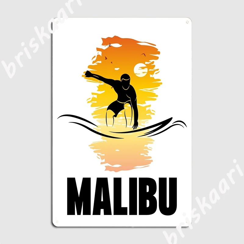 Malibu Surf Beach California Poster Metal Plaque Pub Garage Wall Plaque Club Create Tin Sign Poster