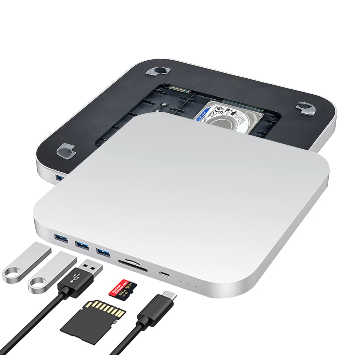 Mac Mini Hub and Stand for NVME/NGFF M2.SSD and 2.5