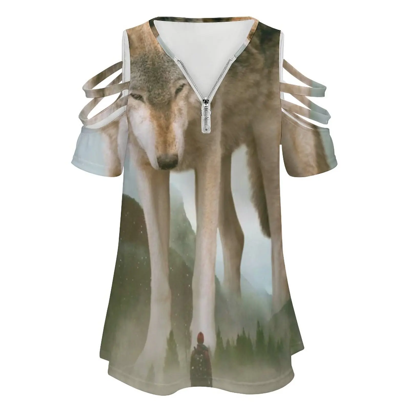 Aegis | Wolf Fashion Print Women Ladies Girls T-Shirt Harajuku Round Neck Short Sleeve Tops & Tees Aegis Wolf Timber Wolf