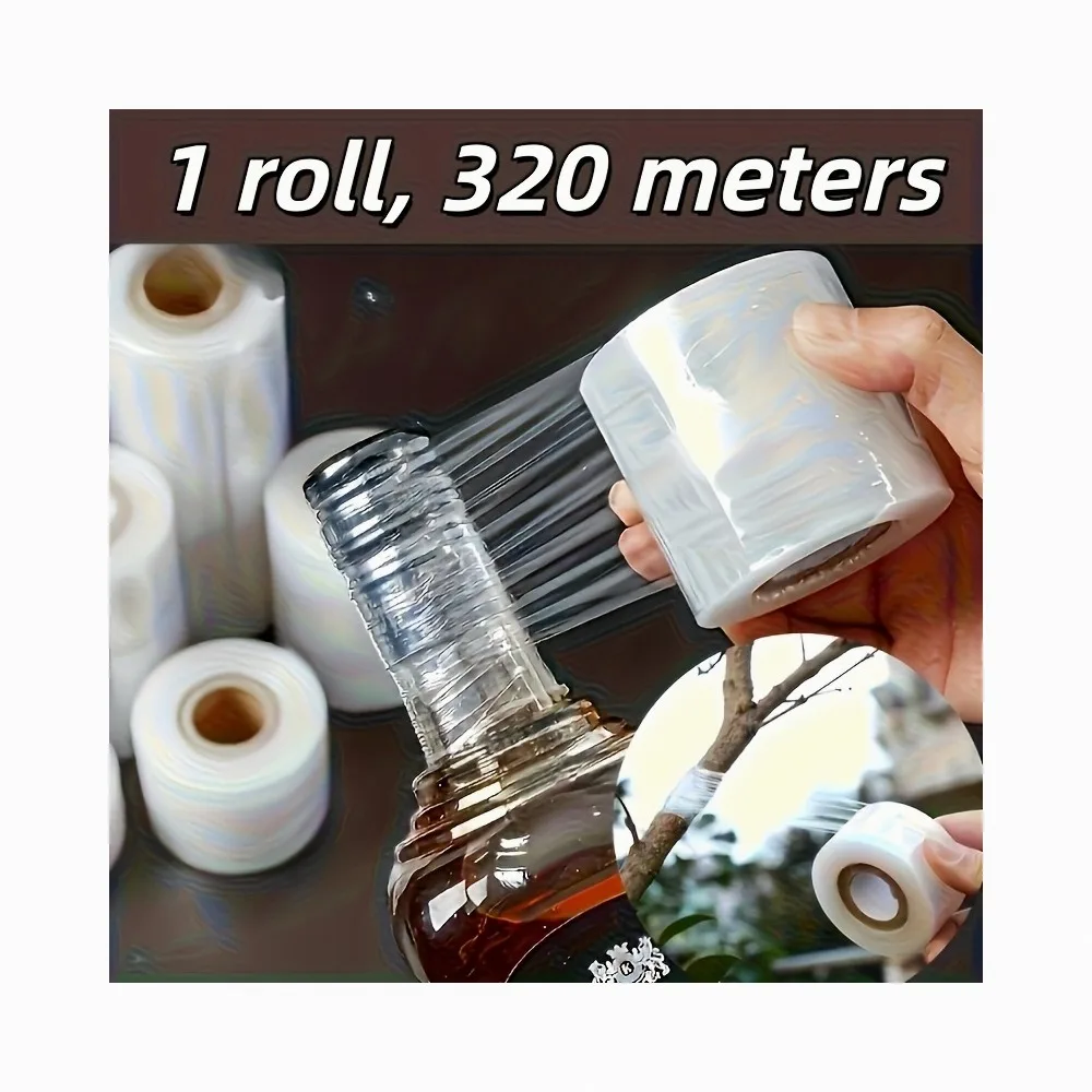 Self-Adhesive Elastic Tape 320M for Grafting, Plant Repair, Bottle Sealing, Tattoo Stencil, Multipurpose