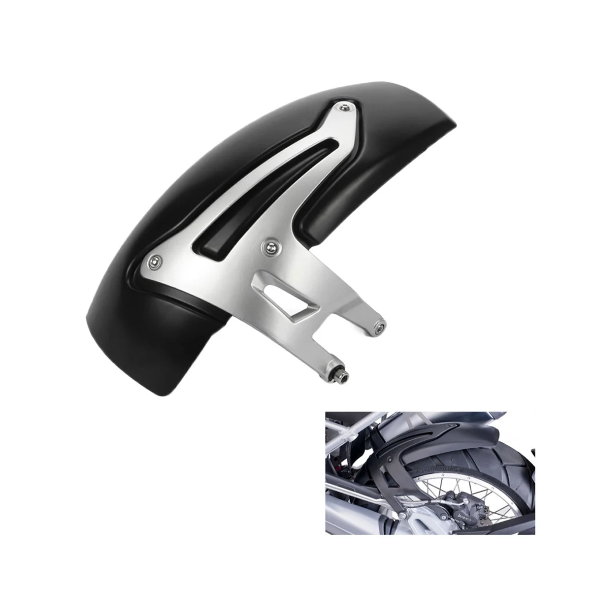 Motorcycle Rear Fender Mudguard Tire Hugger Splash Guard for BMW R1200GS LC ADV R1250GS R1250 1250GS Adventure(Silver)