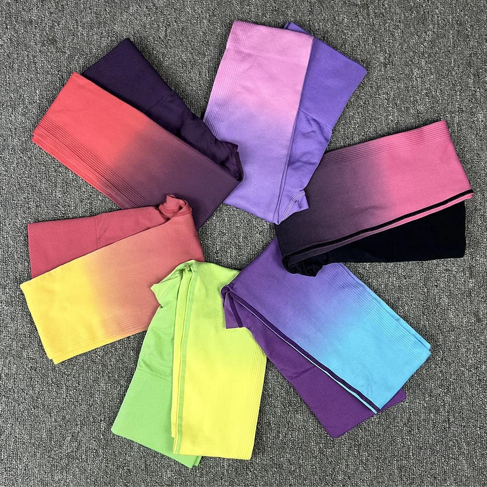 

Seamless Gradient Push Up Scrunch Women Yoga Leggings Fitness High Waist Tights Quick Dry Sport Gym Pants Raises Butt Shaper
