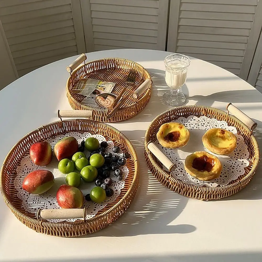 Round Woven Rattan Serving Tray 3