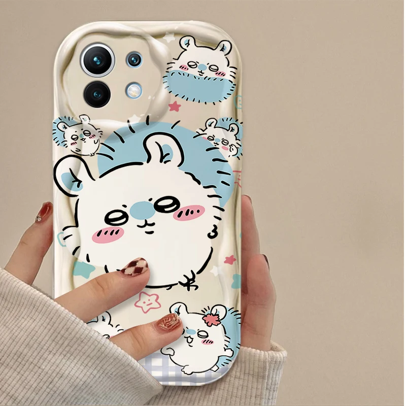かわいいチイカワ漫画風ウェーブ柄スマホケース Xiaomi 14T 13T 12T Pro Mi 15 14 Ultra 13 12 11 Lite 5G NE 10 12X 12S 11i 11X Pro対応