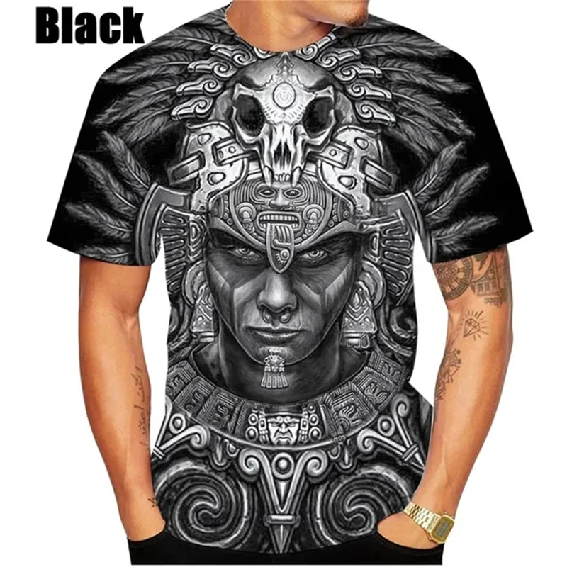 New Summer 3d Mexican Aztec Warrior Men\'swomen\'s Fashion Slim T-shirt 3d Printing T Shirts Short-sleeved Casual Top Mens Clothes