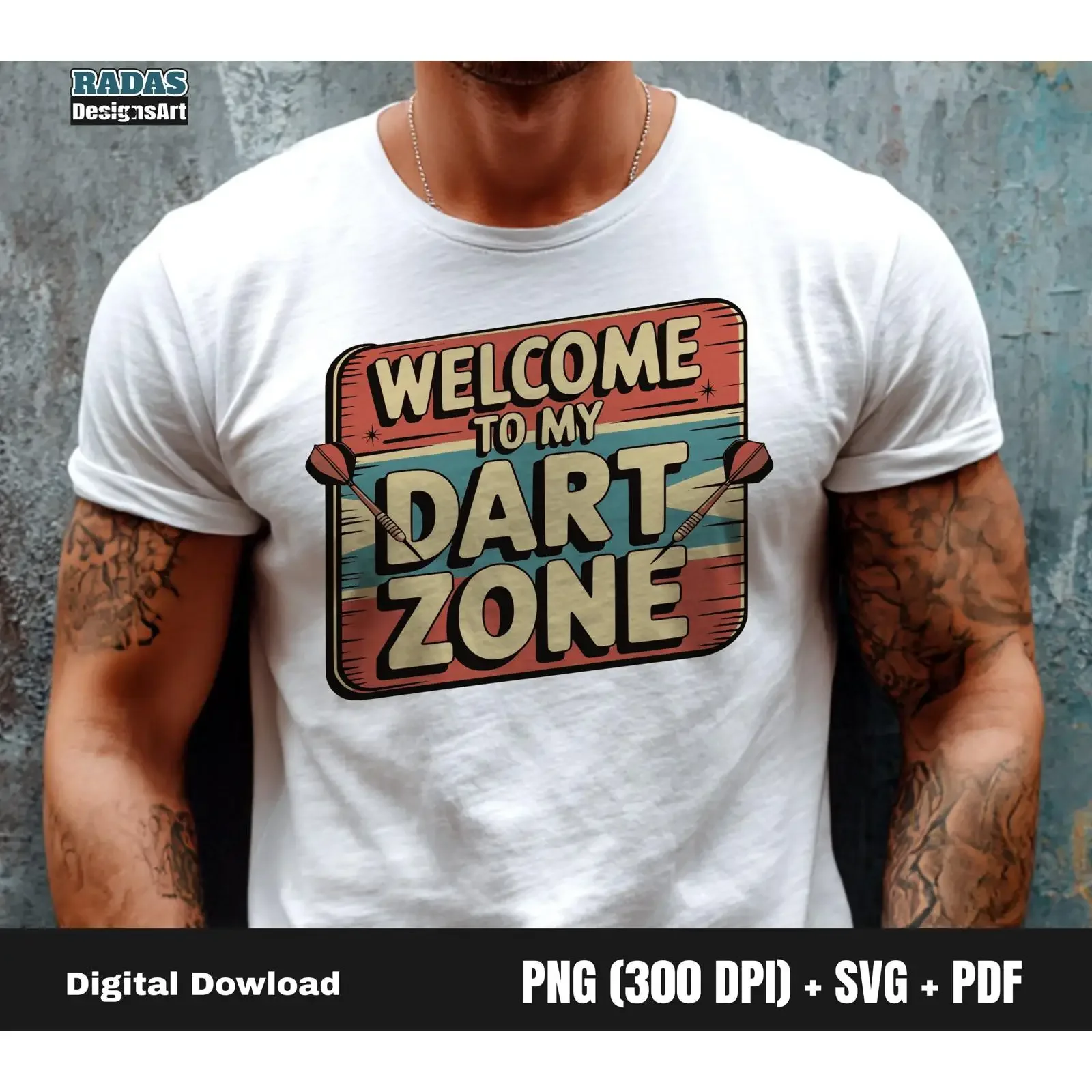 Retro Darts t shirt desing SVG PNG PDF digital download instant access vintage Washed Versatile fashion Comfortable Breathable