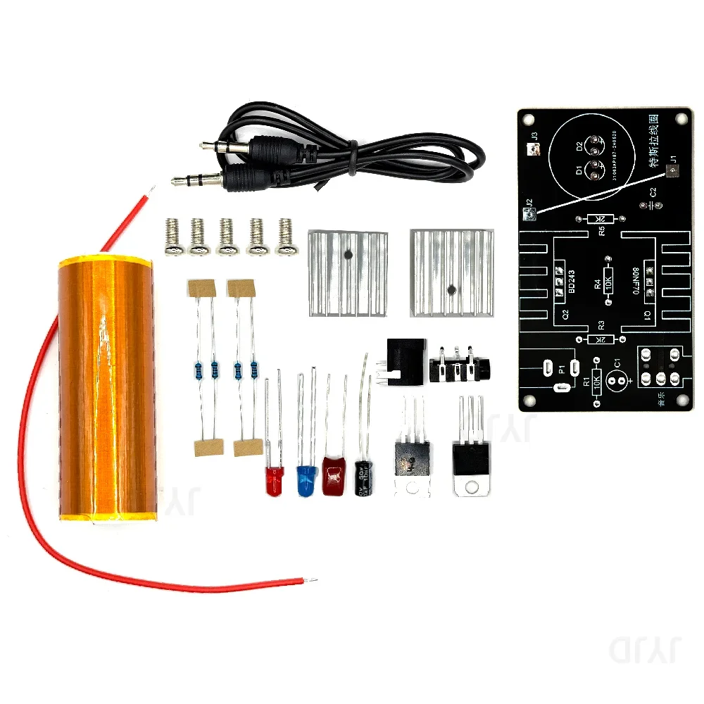 1 Set Mini Tesla Coil Kit 15W Mini Music Tesla Coil Plasma Speaker Tesla Wireless Transmission DC 15-24V DIY Kits