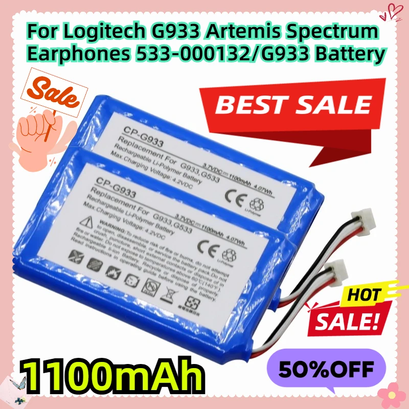 

1100mAh For Logitech G933 Artemis Spectrum Earphones 533-000132/G933 Battery