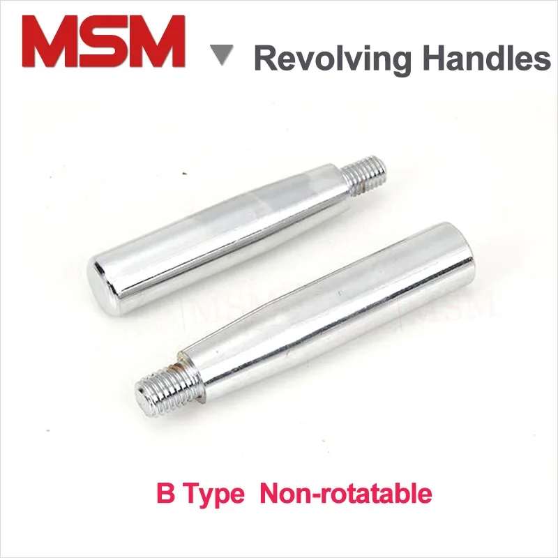 1pc Straight Revolving Handle Grips  Solid Metal Chromed Rotatable/Non-rotatable For Machine Handwheel M6 M8 M10 M12 M16 Thread