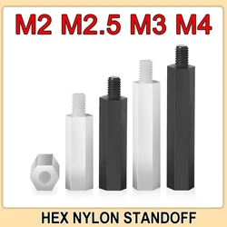 M2 M2.5 M3 M4 White Black Nylon Standoff Hex Column Support  PCB Pillar Motherboard Standoffs Stud Plastic Male Female Spacer