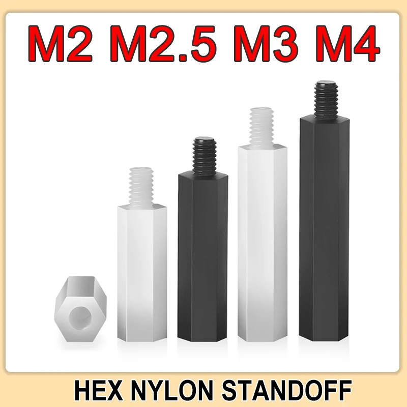 M2 M2.5 M3 M4 White Black Nylon Standoff Hex Column Support  PCB Pillar Motherboard Standoffs Stud Plastic Male Female Spacer 