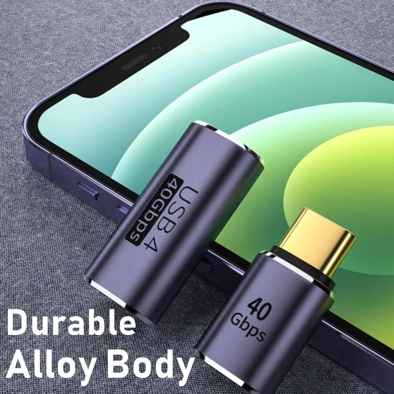 NNBILI 금속 USB 4.0 C 타입 어댑터, OTG 40Gbps 고속 데이터 전송, 태블릿 USB-C 충전 컨버터, 휴대폰 노트북용, 100W