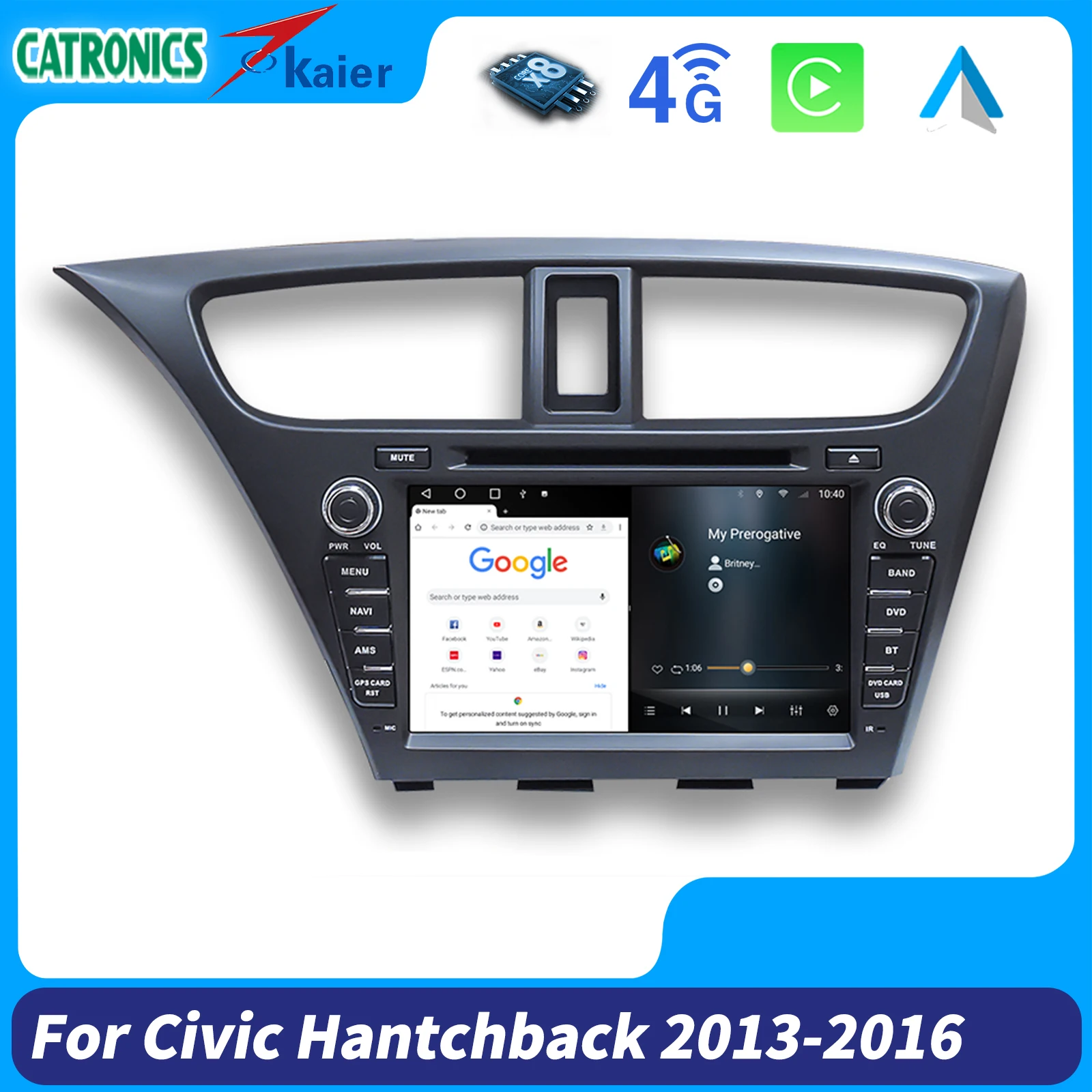 Schermo Android per Honda Civic IX FK FB Hatch 5D 2012 2013 2014 2015 2016 2017 Car Multimedia 9th Gen Radio DVD NO 2din