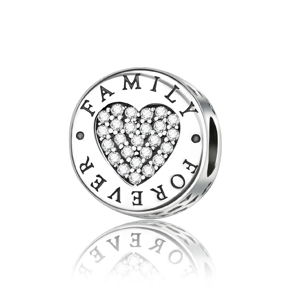 

Danturn 925 Sterling Silver Original Beads Family forever Dangle Charm fit Snake Chain Bracelet Fashion Women Jewelry Making