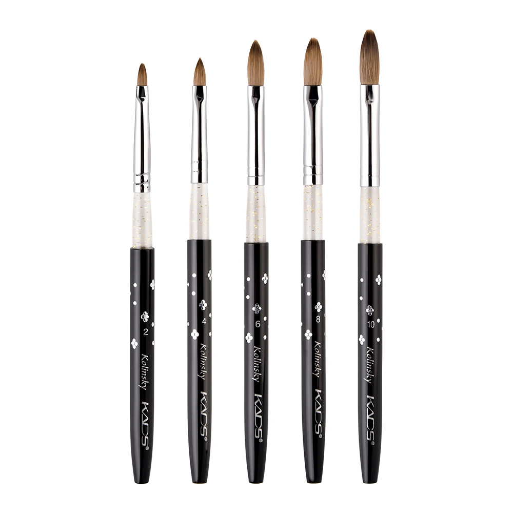Kolinsky-Juego de pinceles para uñas de Sable, profesional, acrílico, negro, UV, pintura en Gel, extensión de uñas, herramientas de manicura