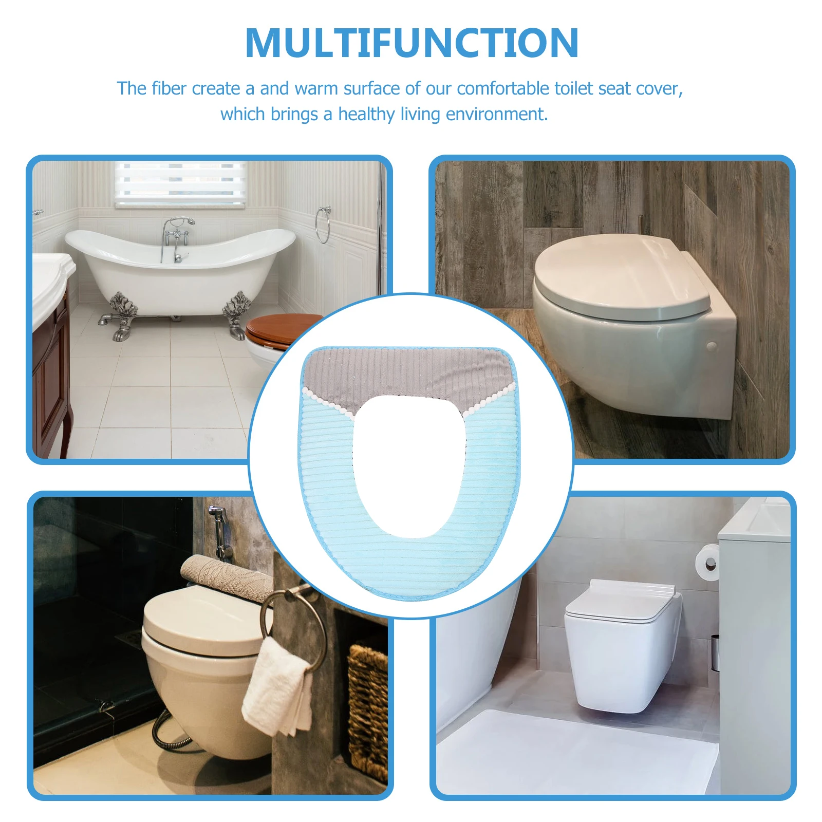 

Warm Corduroy Toilet Seat Cover Winter Home Thickened Cushion Foldable Portable Hygienic Covering Sticky Buckle Waterproof For