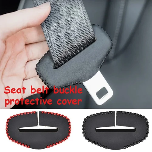 1 hebilla de cinturón de seguridad de coche de cuero PU, Protector de Clip, cubierta de cinturón de seguridad antiarañazos, relleno, funda de botón Interior, accesorios de seguridad para coche
