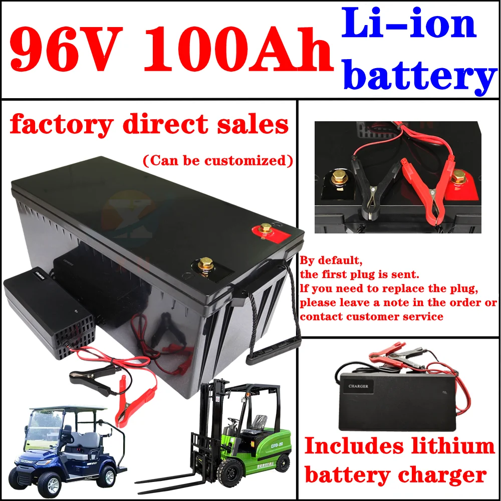 waterproof 96v 100ah lithium ion Rechargeable bateria for car bus Golf trolley RV AGV Marine Tourist car Caravan